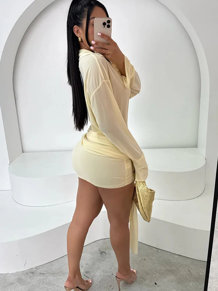 A Sheer Mesh Shirt Dress