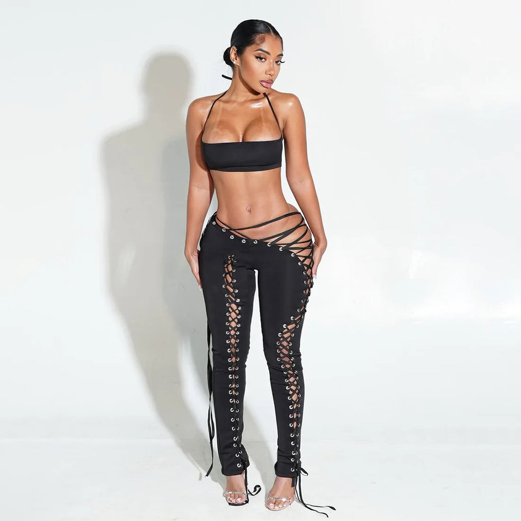 Iris Lace Up Pants Set
