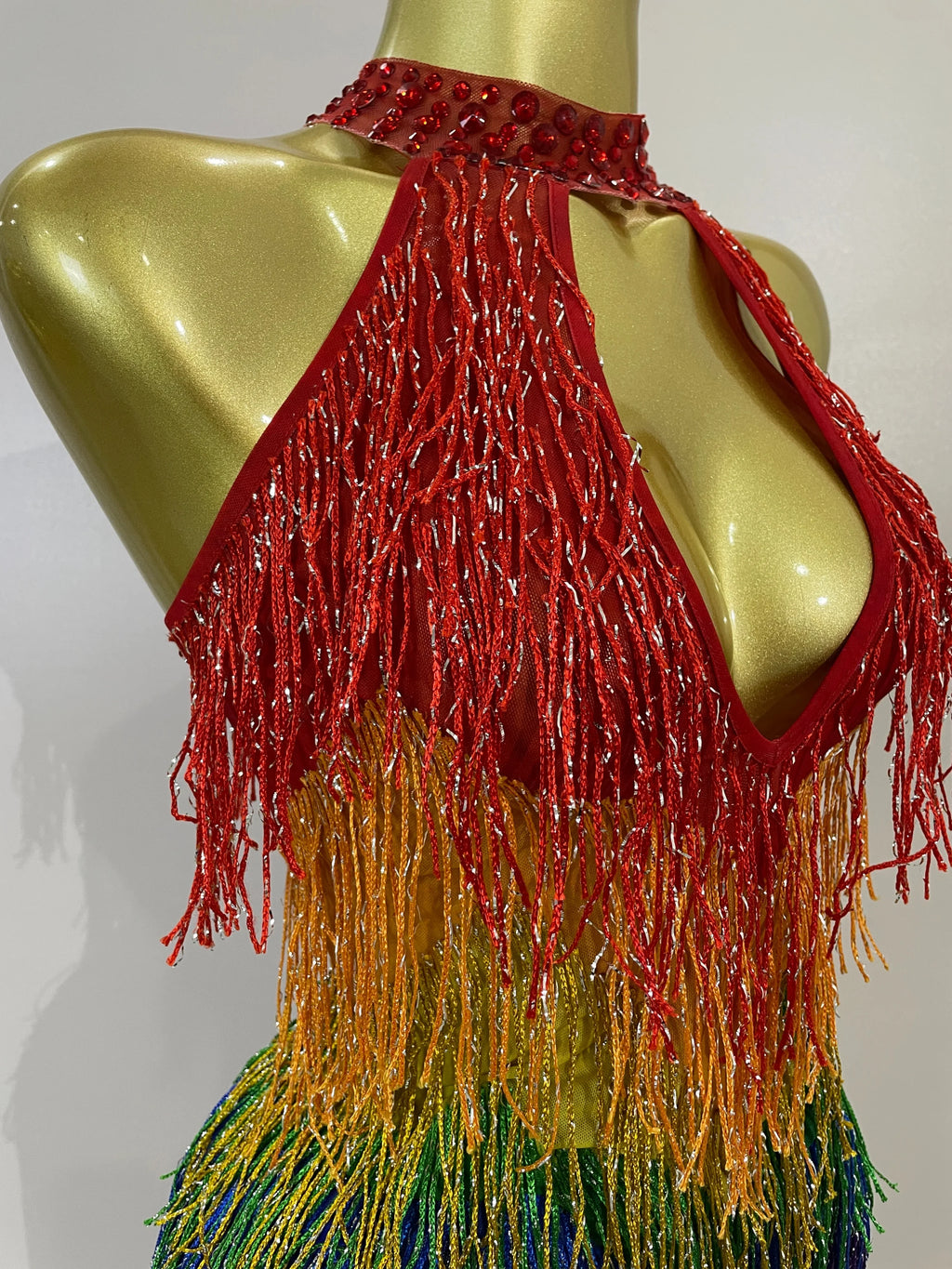 Rainbow Mesh Fringe Bodysuit