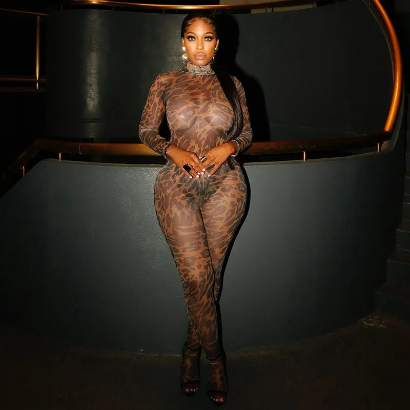 Wild Nights Leopard Mesh Pants Set