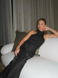 Tori Satin Maxi Dress black