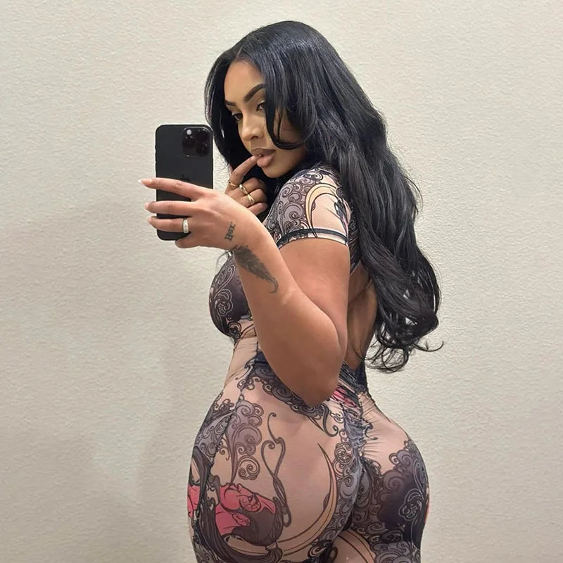 Lorine Mesh Backless Romper
