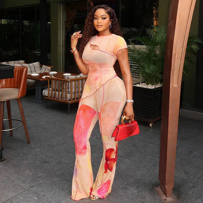 Floral Illusion Mesh Two-Piece Set