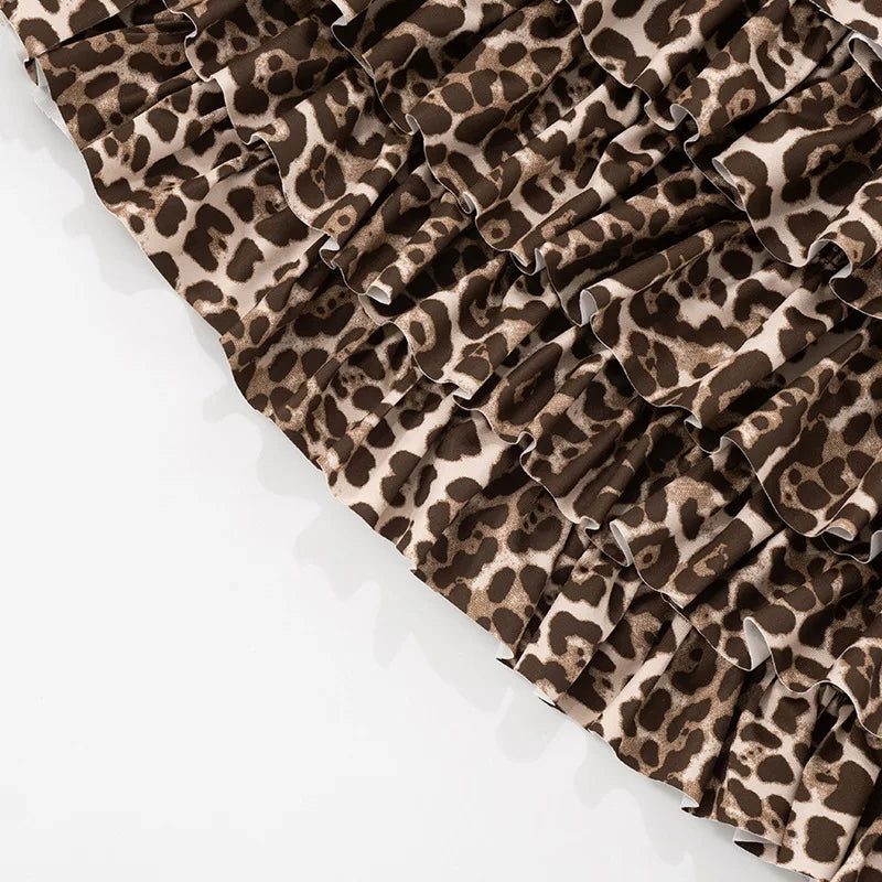 Leopard Tiered Ruffle Skirt Set