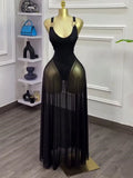 Iris Bodysuit Maxi Dress Black