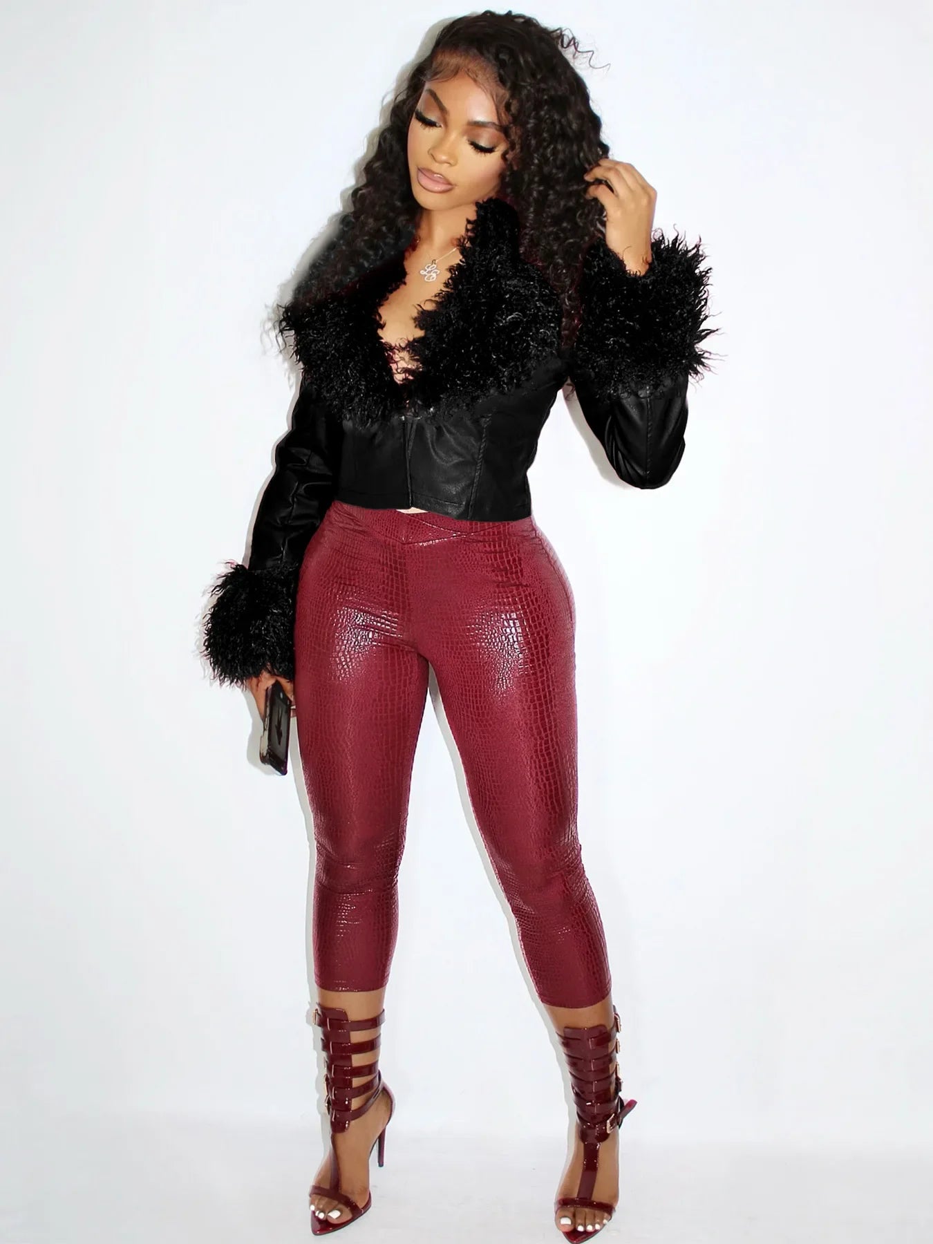 Leather Capri Pants Set