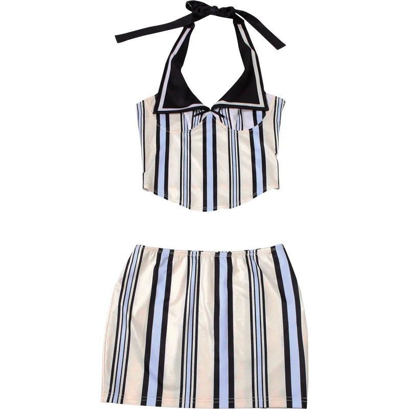 Michella Stripe Mini Skirt Set