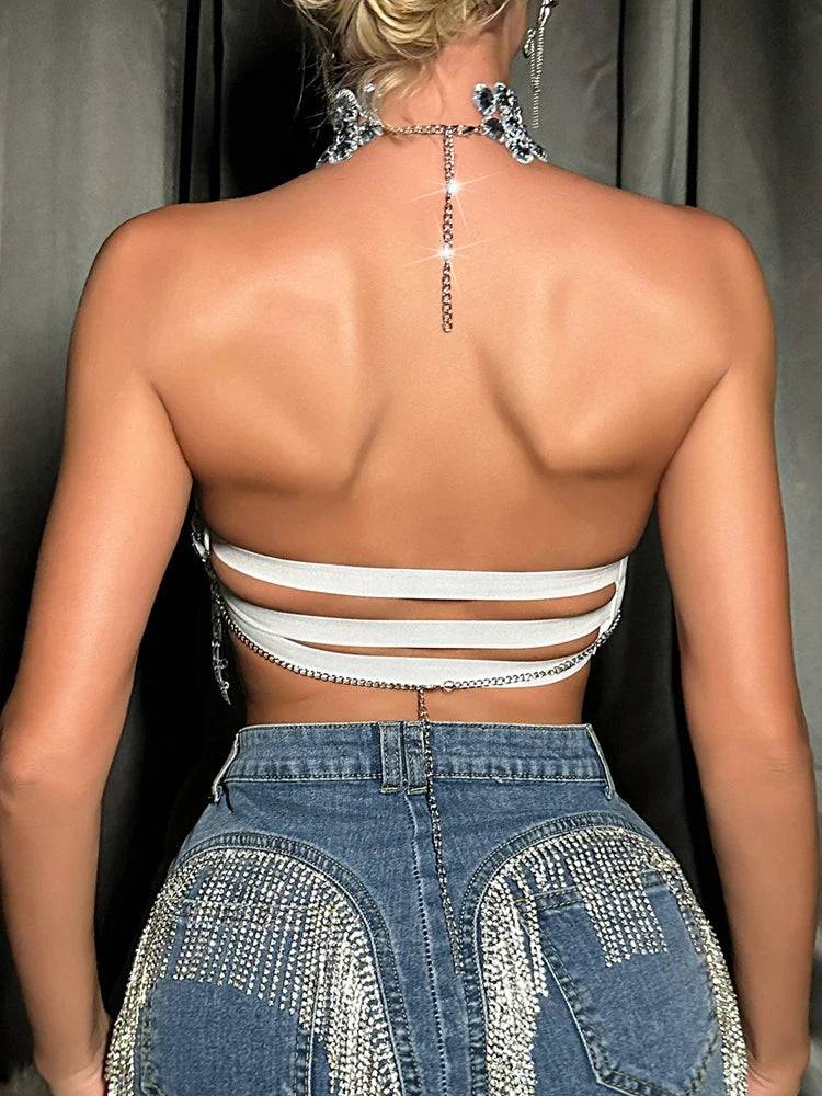 Diamonds Bustier Sequin Crop Top