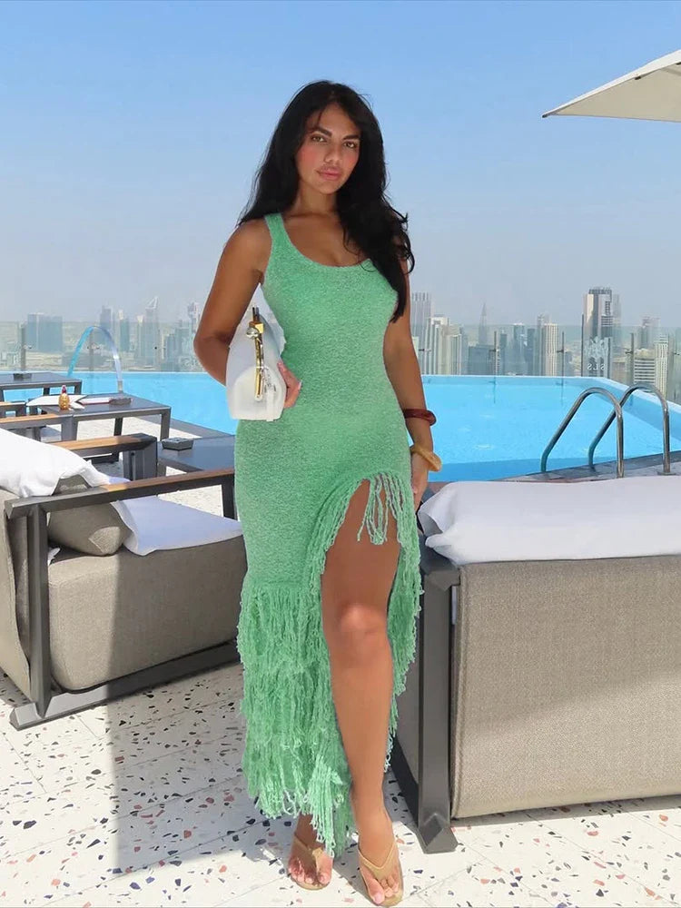 Hannah Knit Tassel Maxi Dress
