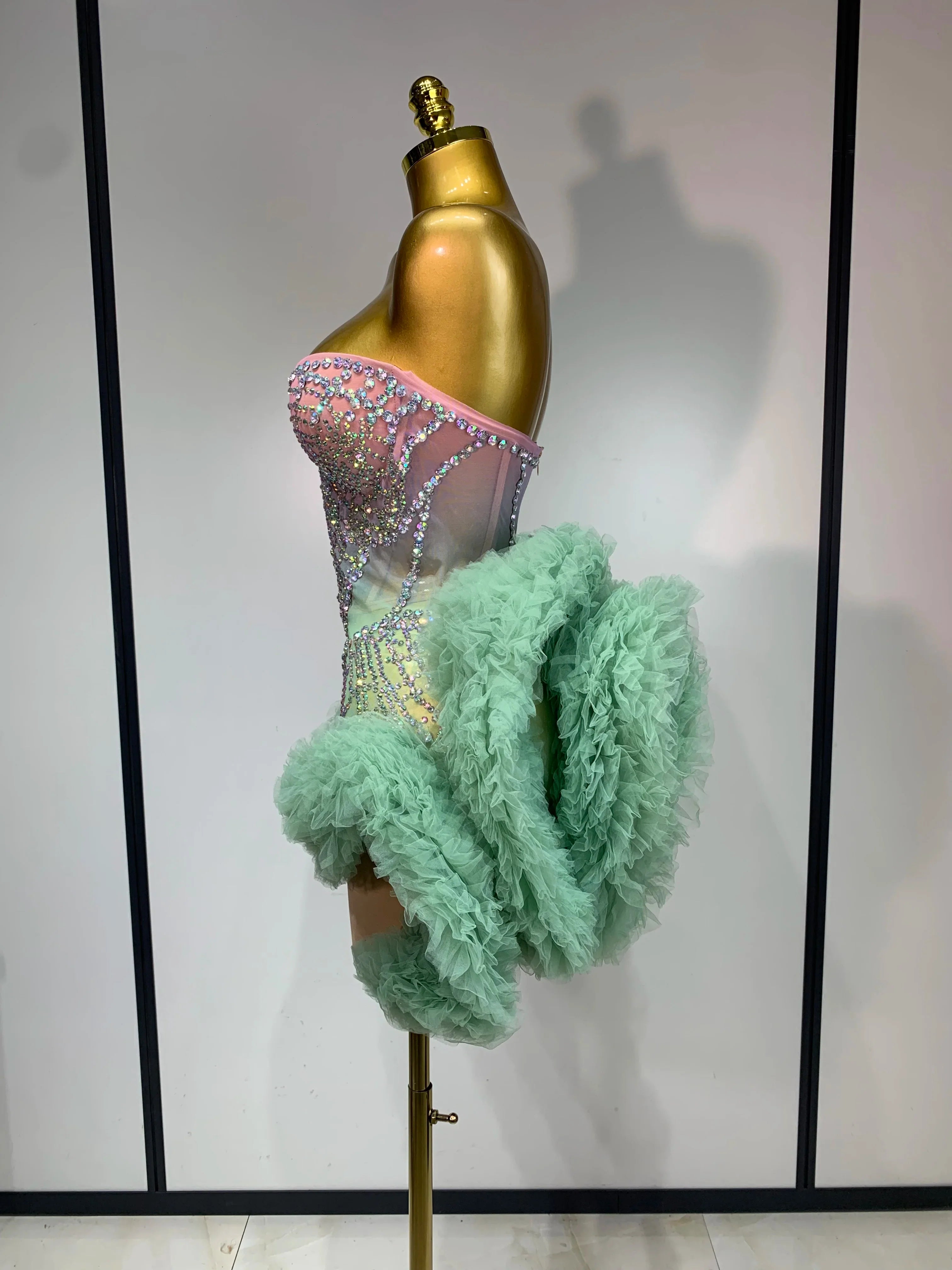 Green Luxe Mesh Dress