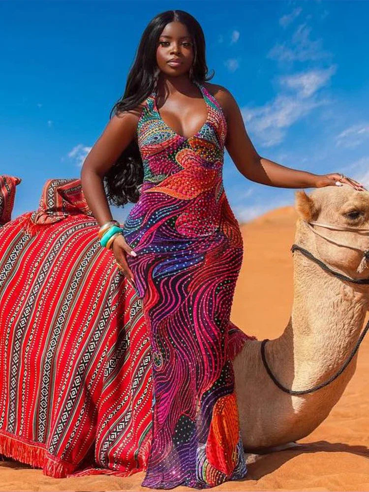 Colorful V-Neck Dress
