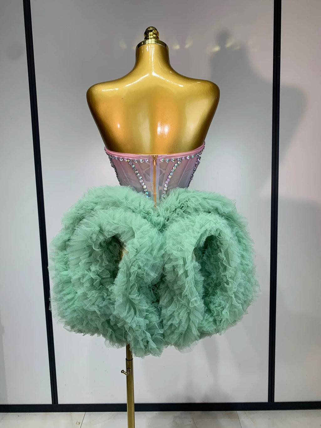 Green Luxe Mesh Dress