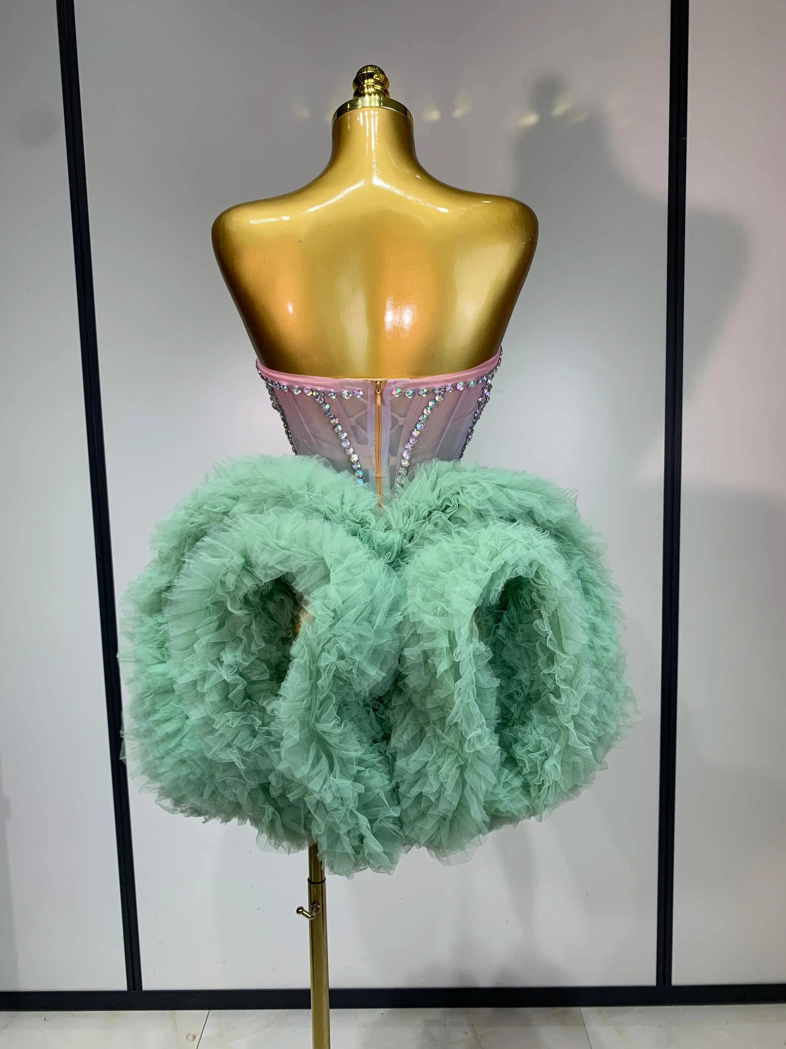 Green Luxe Mesh Dress