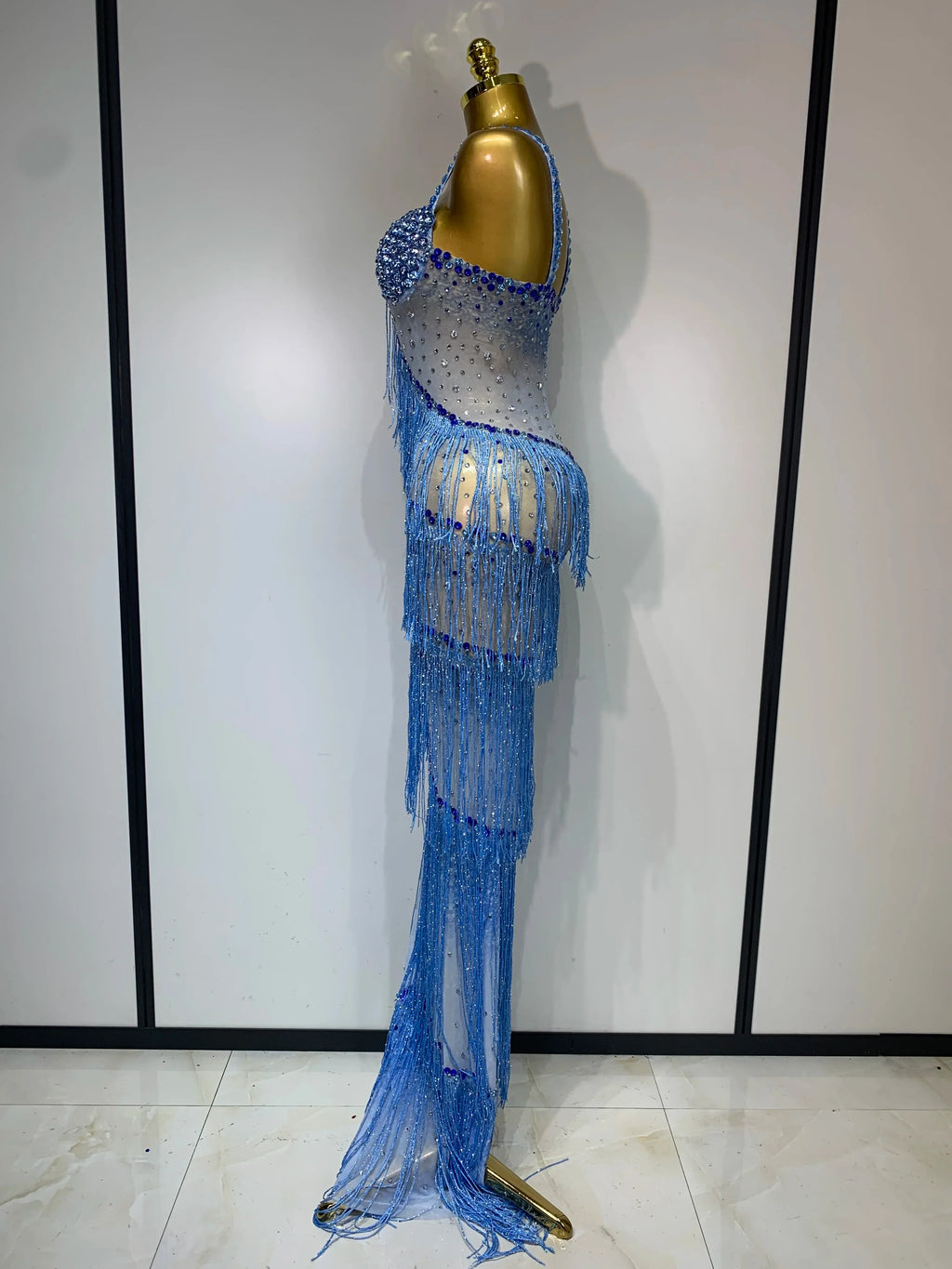 Charline Rhinestone Fringe Maxi Dress