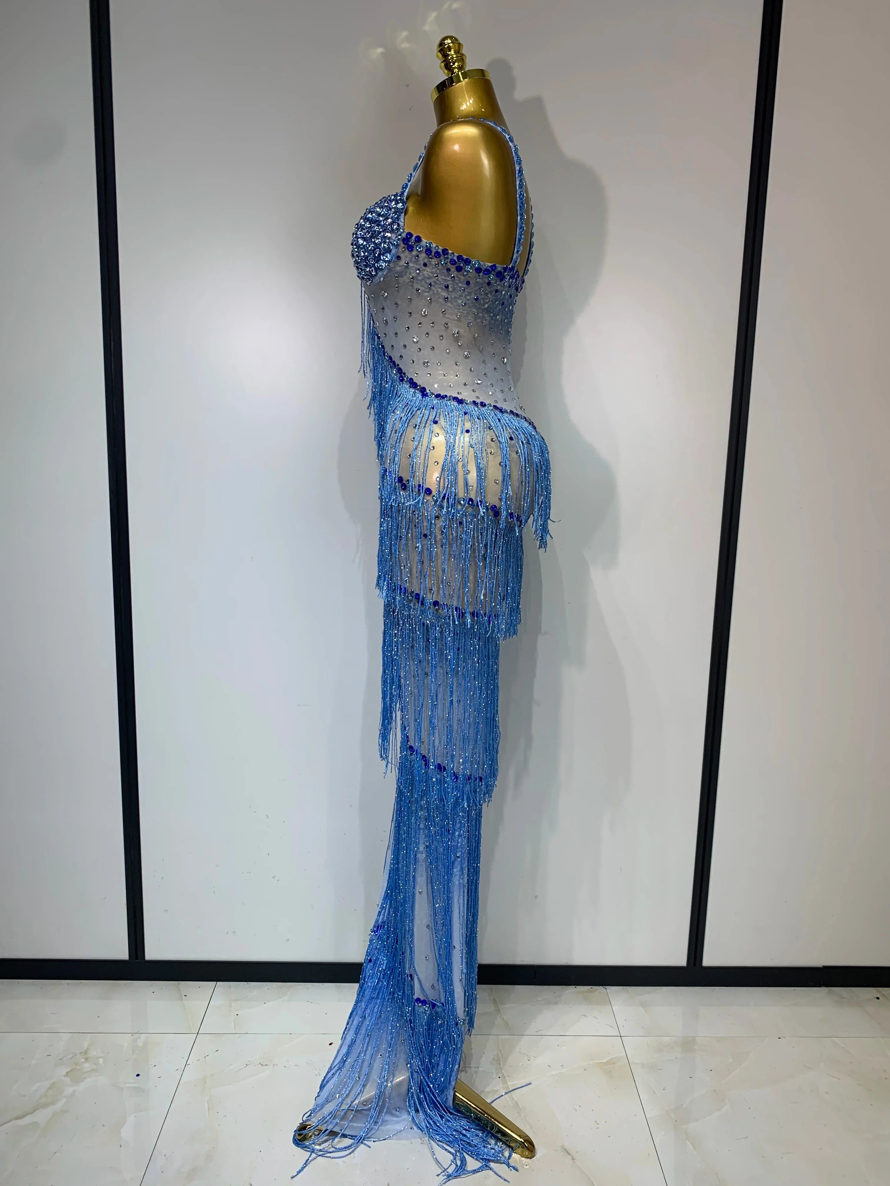 Charline Rhinestone Fringe Maxi Dress