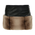Tie Dye Furry Leather Mini Skirt black