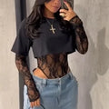 Luxe Illusion Lace Bodysuit Black