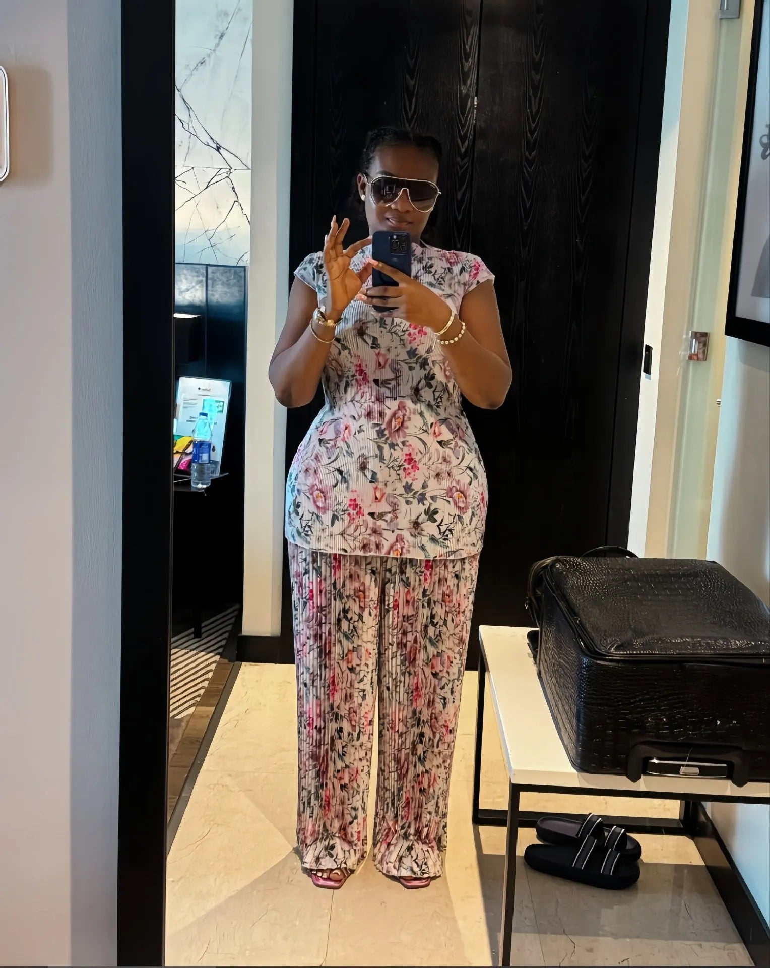 Sonya Floral Pleated Pants Set