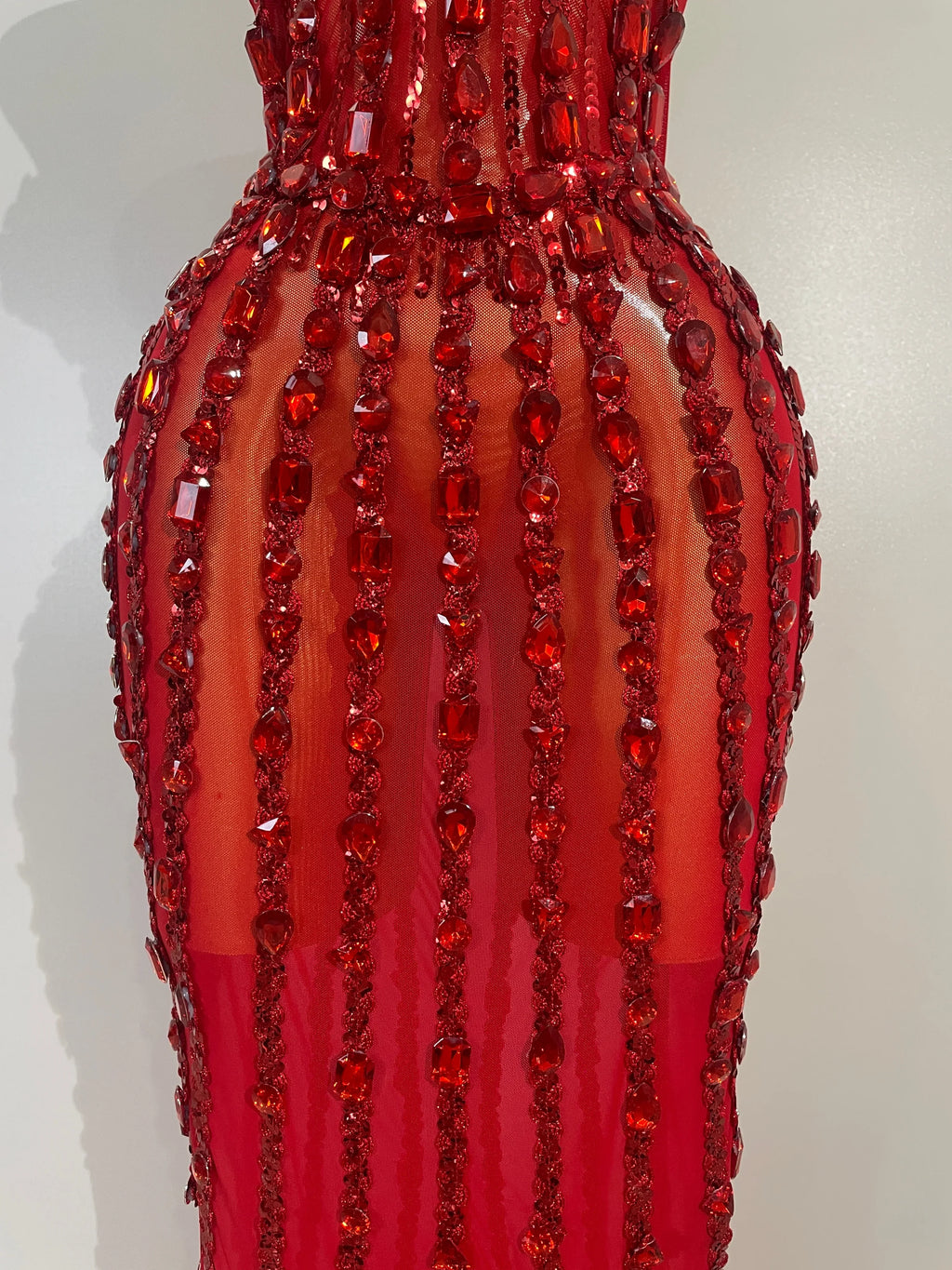 Red Fairy Mesh Maxi Dress