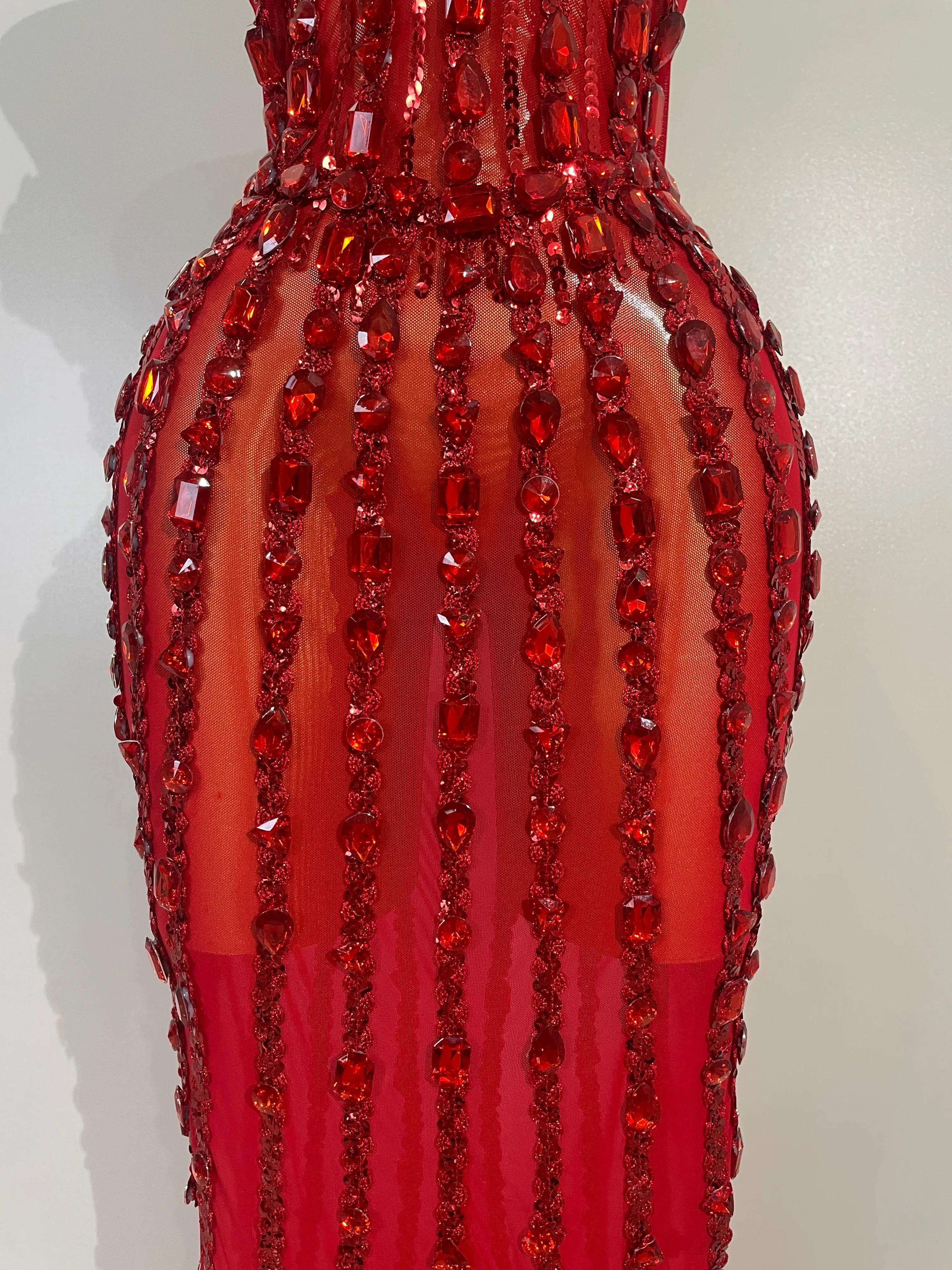 Red Fairy Mesh Maxi Dress