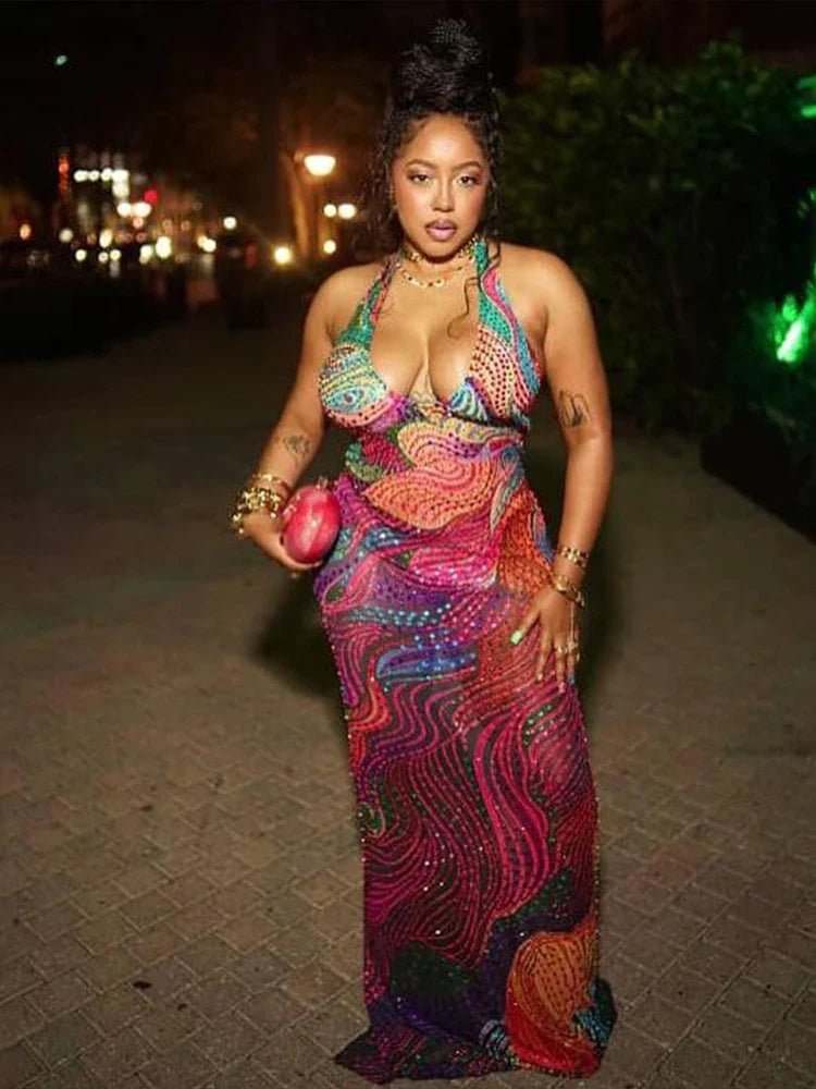 Colorful V-Neck Dress