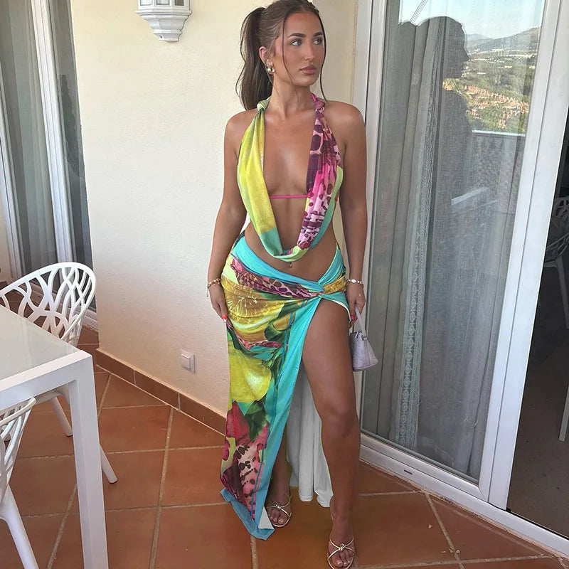 Emelia High Slit Skirt Set