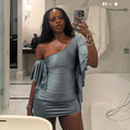 One Shoulder Ruffle Mini Dress