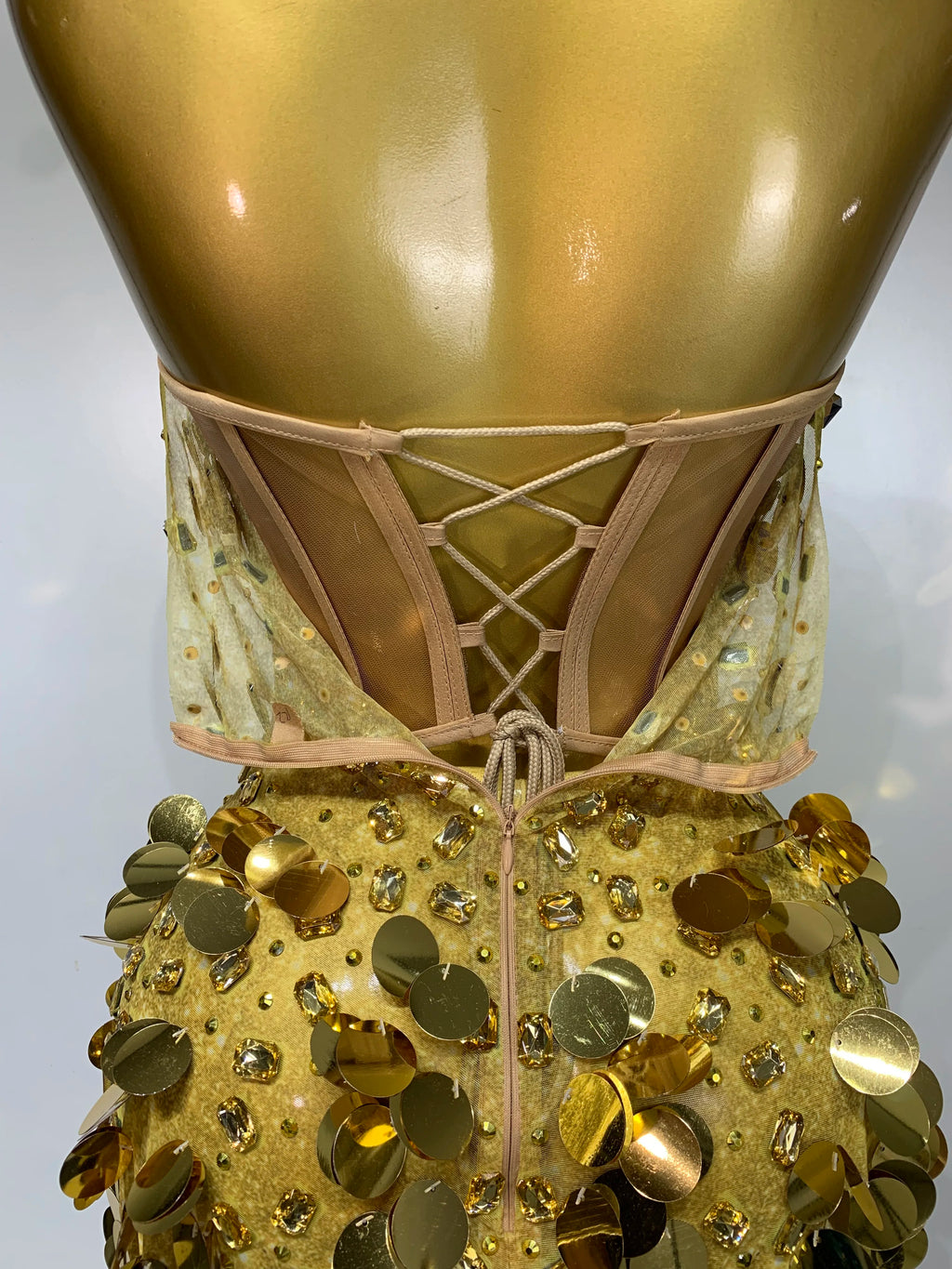Gold Rhinestone Sequins Mini Dress