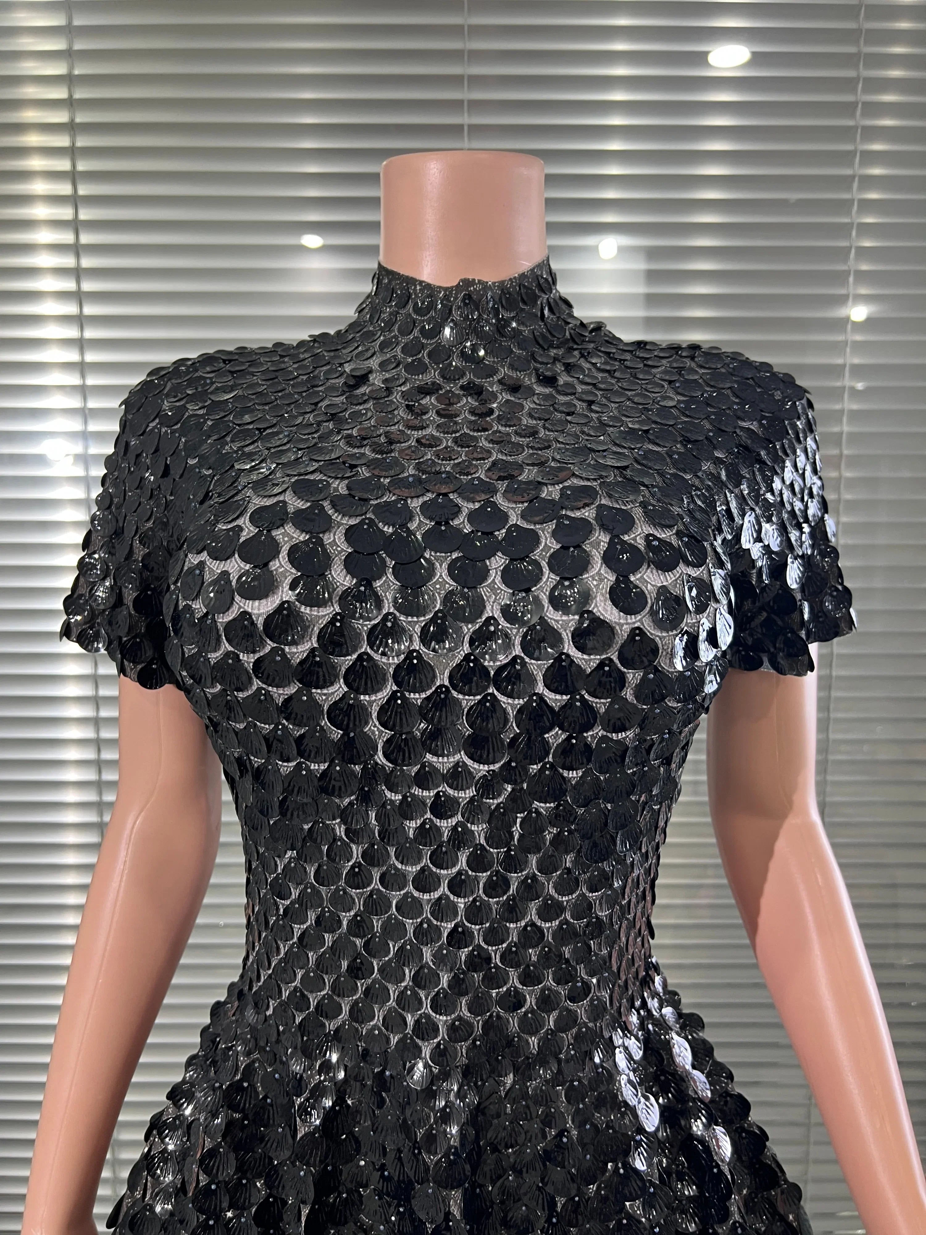 Scale Sequin Bodysuit Dress