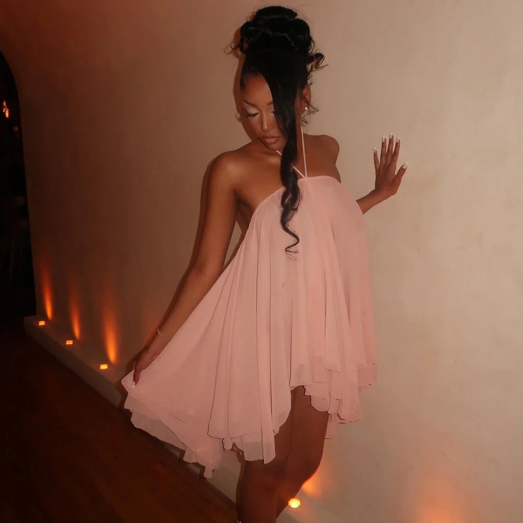 Sheer Halter Mini Dress