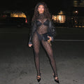 Lace Mesh Jumpsuit Black