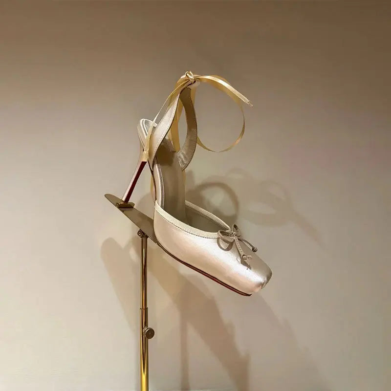 Satin Bow Ballet High Heels