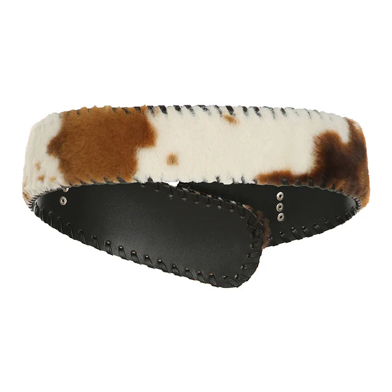 Cow Leather Fur Belt