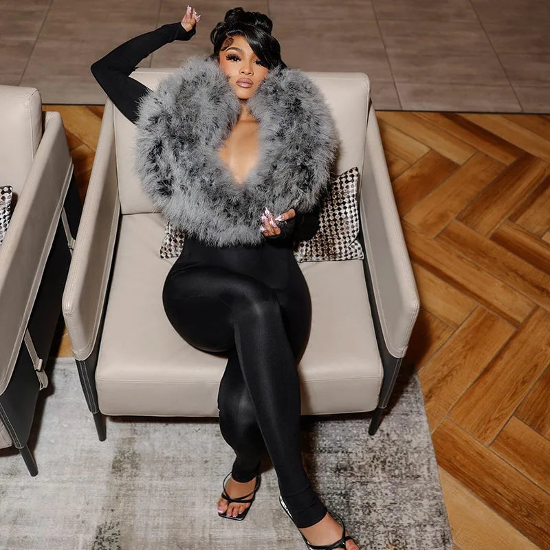 Furry Collar Jumpsuit