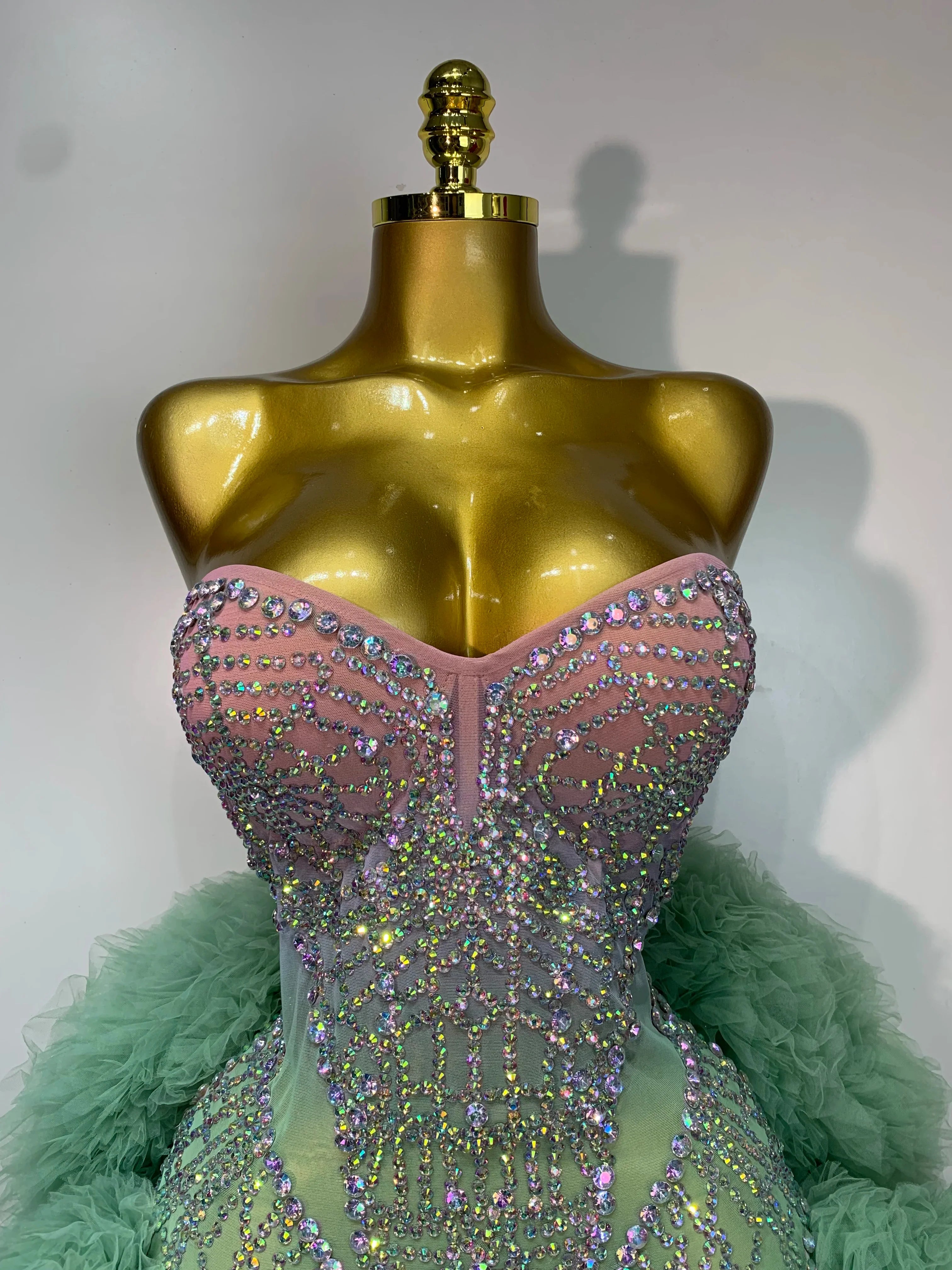 Green Luxe Mesh Dress