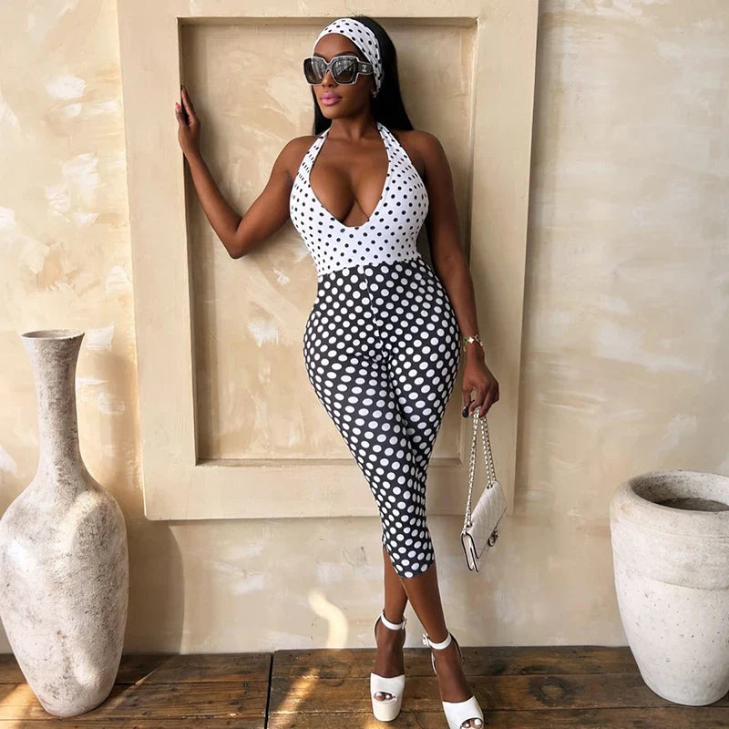 Polka Dot Halter Jumpsuit
