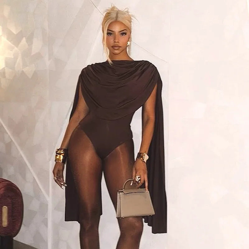Chic Swing Collar Bodysuit Jumpsuit