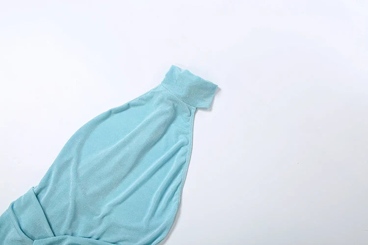 Velvet Ruched Tassel Backless Dress