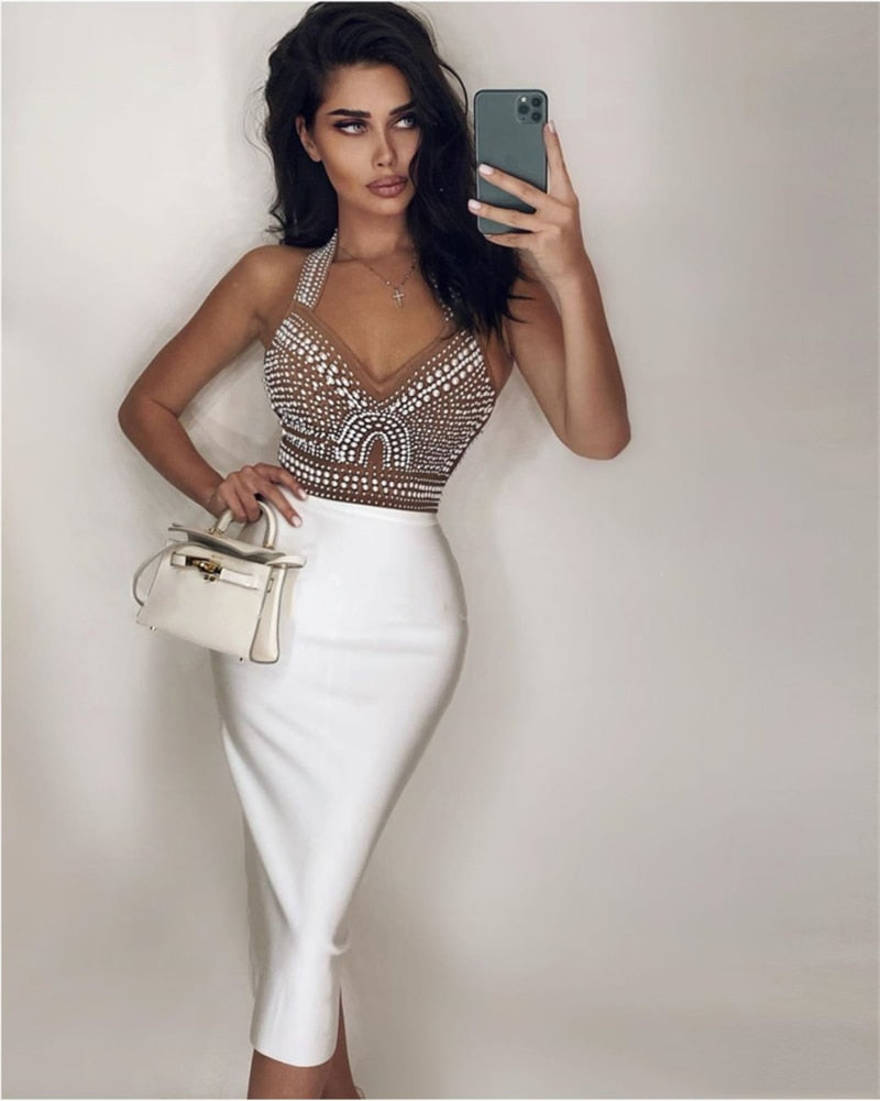 Shining Star Bandage Dress white