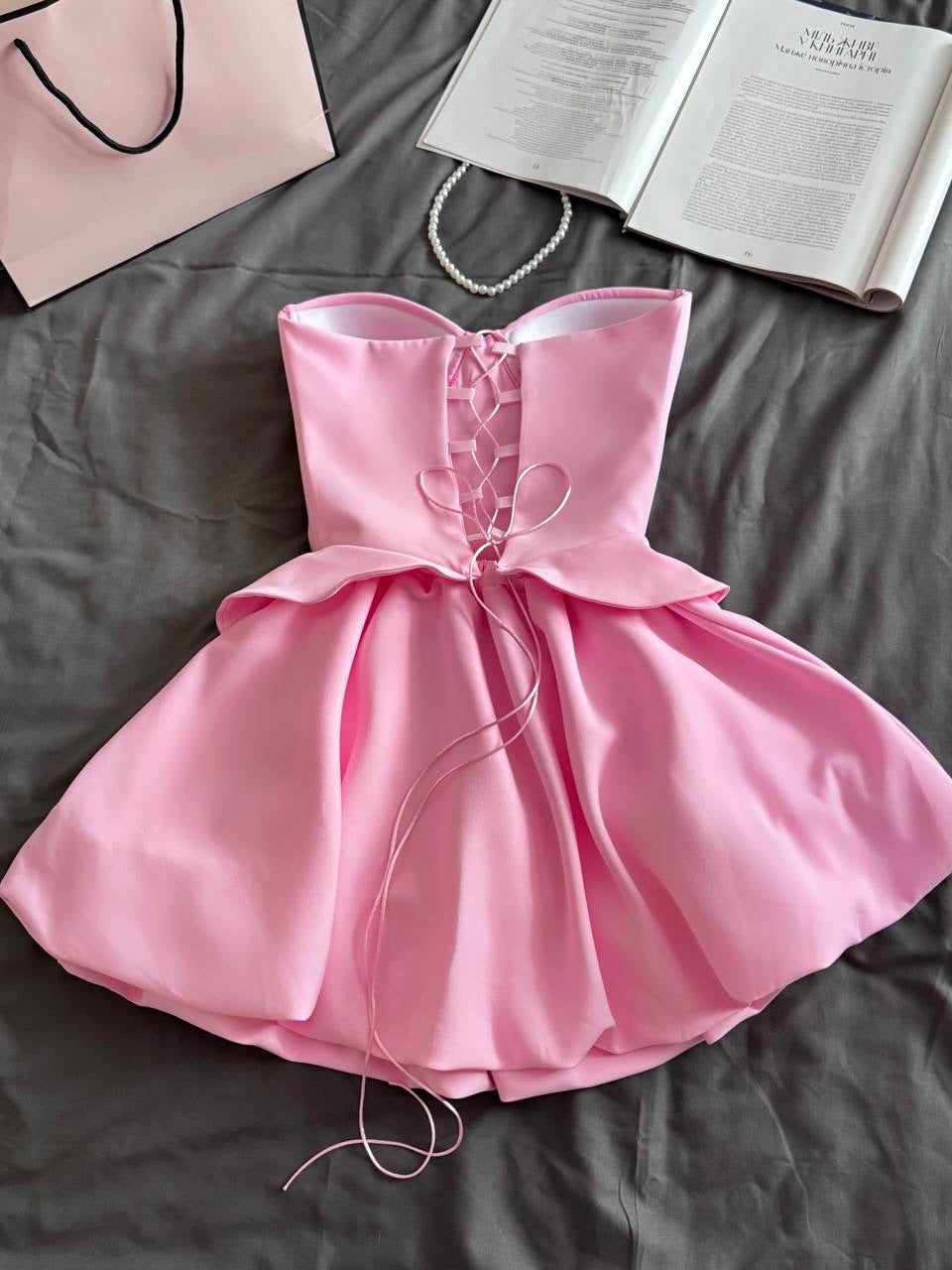 Strapless Corset Top and Flared Mini Skirt Two Piece Set
