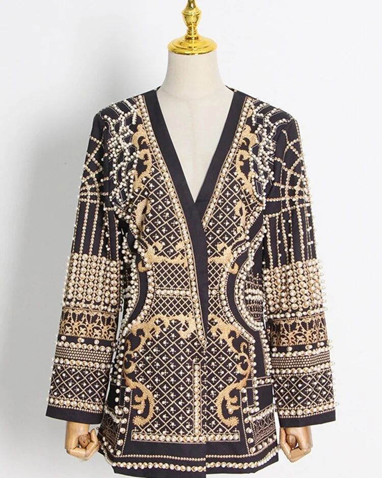 Embroidered Vintage Blazer Dress