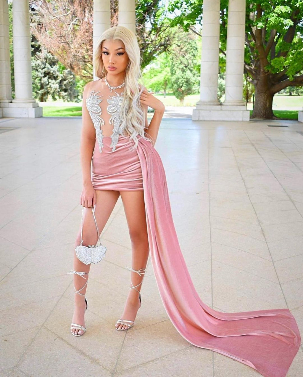 Sparkly Rhinestones Mesh Dress