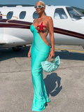 Star Backless Maxi Dress Sky Blue