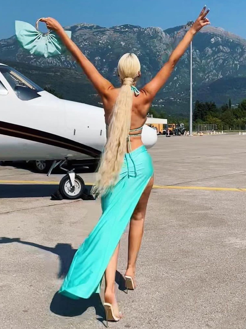 Star Backless Maxi Dress
