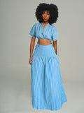 Stripe Crop Top & Skirt Set--Clearance Blue Stripe