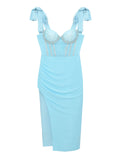 Take A Bow Diamond Midi Dress sky blue