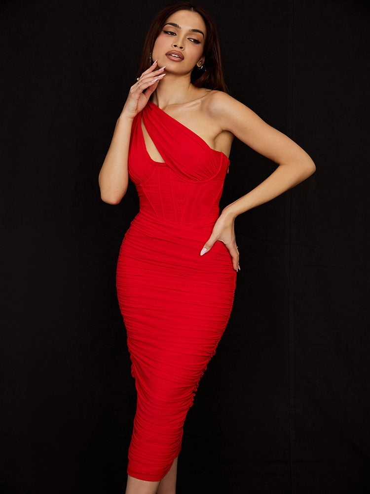 The Night Mesh Ruched Dress