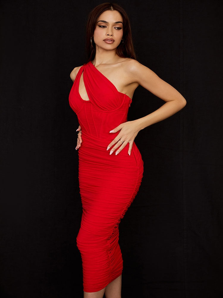 The Night Mesh Ruched Dress