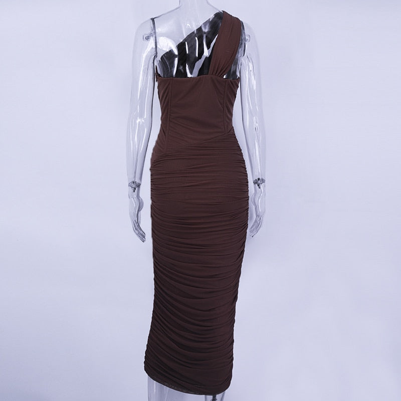 The Night Mesh Ruched Dress