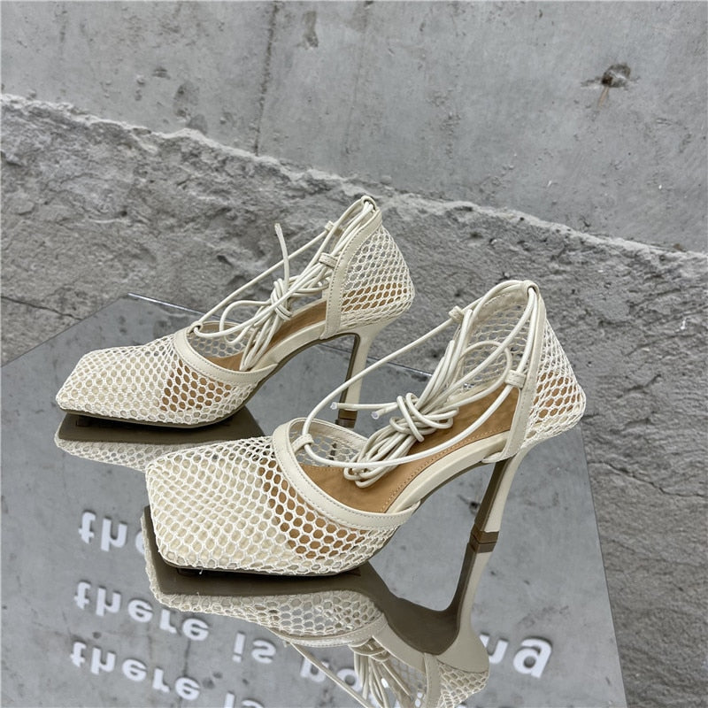 Trendy Lace Up High Heels